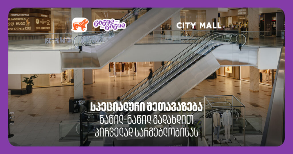 გაანულე გადადებული საყიდლების სია: გადაიხადე ნაწილ-ნაწილ პირველად და დაიბრუნე 30% სითი მოლში